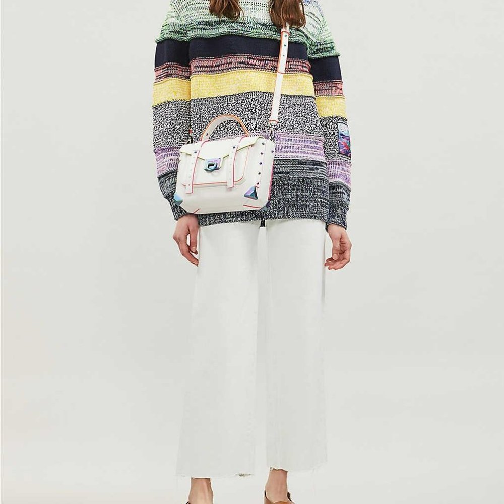 MICHAEL KORS MANHATTAN MEDIUM OPTIC WHITE NEON CROSSBODY SCHOOL SATCHEL BAG NWT! - Picture 6 of 15